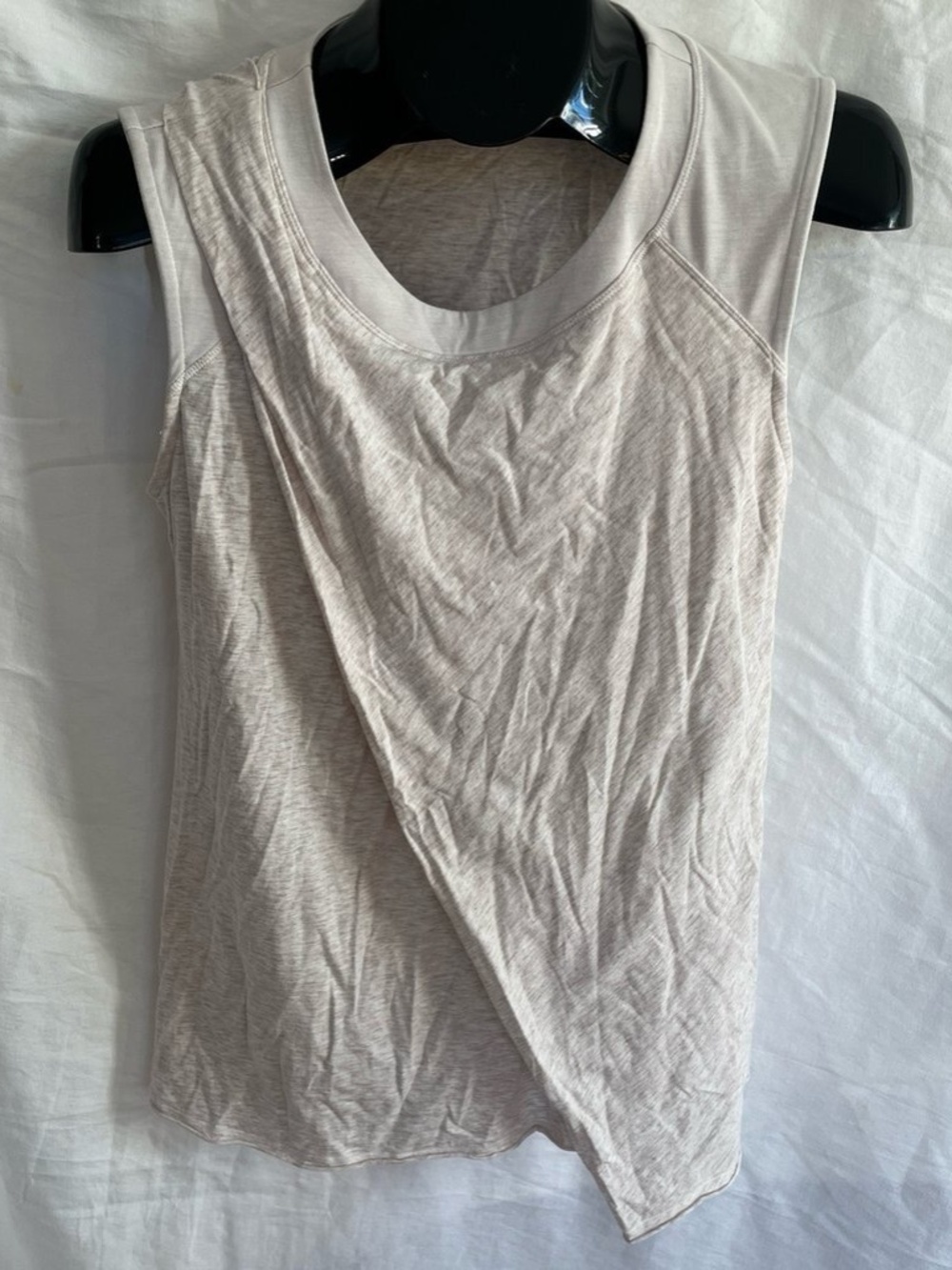 LULULEMON Size 6 Heathered Beige Faux Wrap Tank Top Cotton